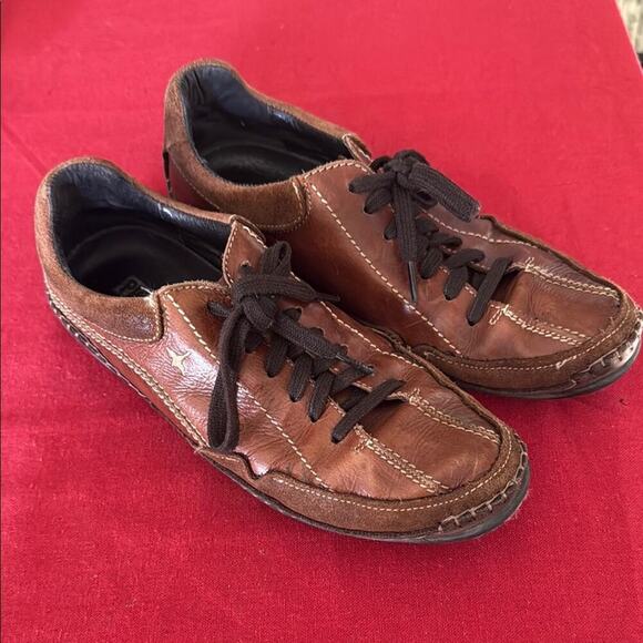PIKOLINOS Brown Leather Sneakers with Moccasin Stitching - Picture 1 of 6